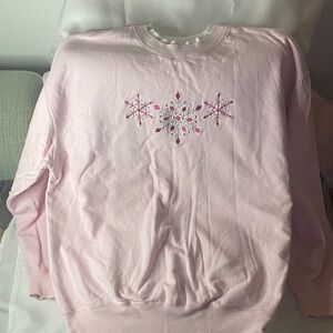 MC Sportswear Pink Snowflake Sweatshirt Sz L